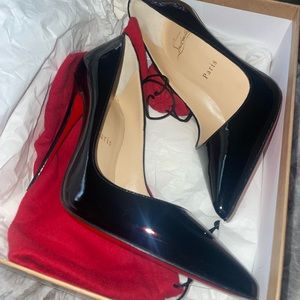 Christian Louboutin Black Patent Pointed-Toe Stiletto Pumps